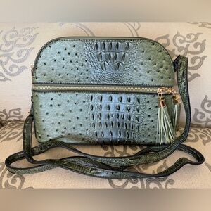 Dasein Army Green Faux Ostrich Women's Crossbody Bag